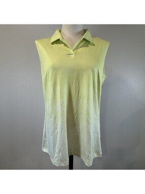 Puma DryCell Tank Top Large Sleeveless Polo Shirt Yellow Ombre Lightweight Golf